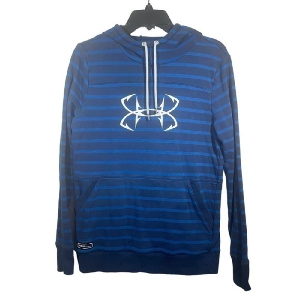 Under Armour Womens Shoreline Fishing Hoodie Blue Black Striped Size Medium